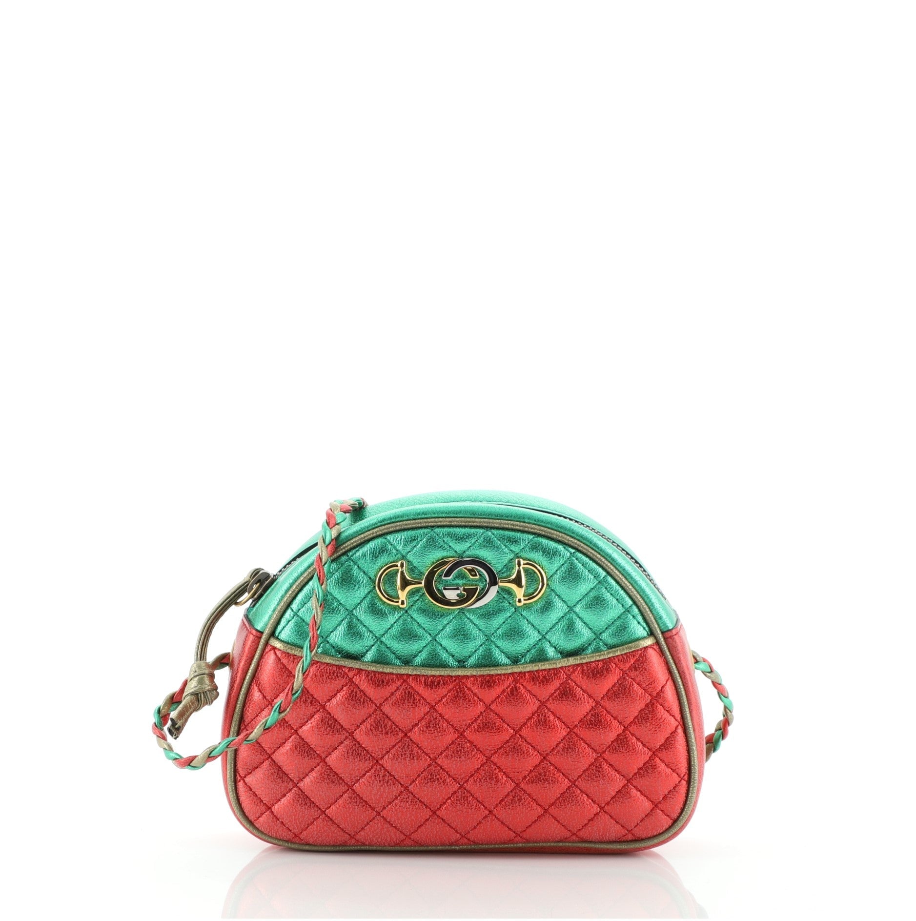 Trapuntata Camera Shoulder Bag Quilted Laminated Leather Mini