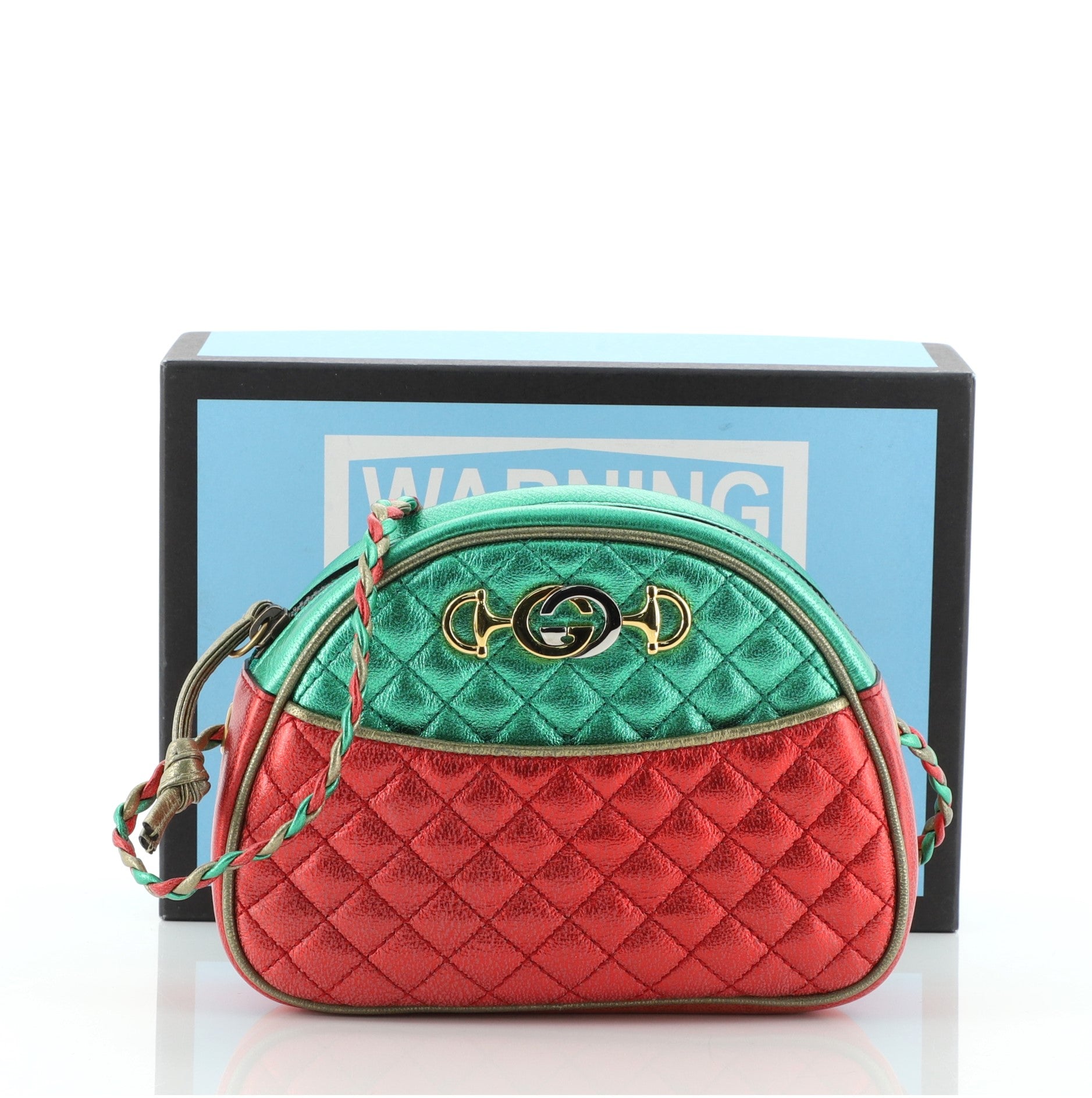 Trapuntata Camera Shoulder Bag Quilted Laminated Leather Mini