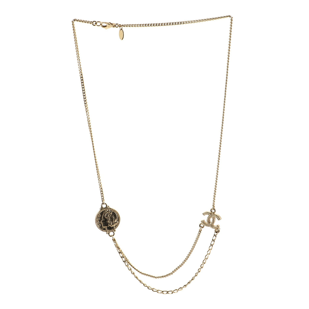 Coco Medallion Necklace Metal with Crystal