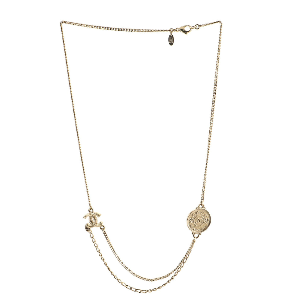 Coco Medallion Necklace Metal with Crystal