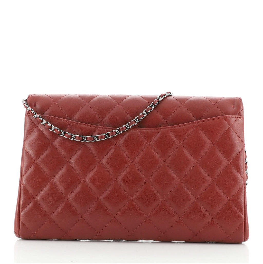 Clutch with Chain Quilted Lambskin