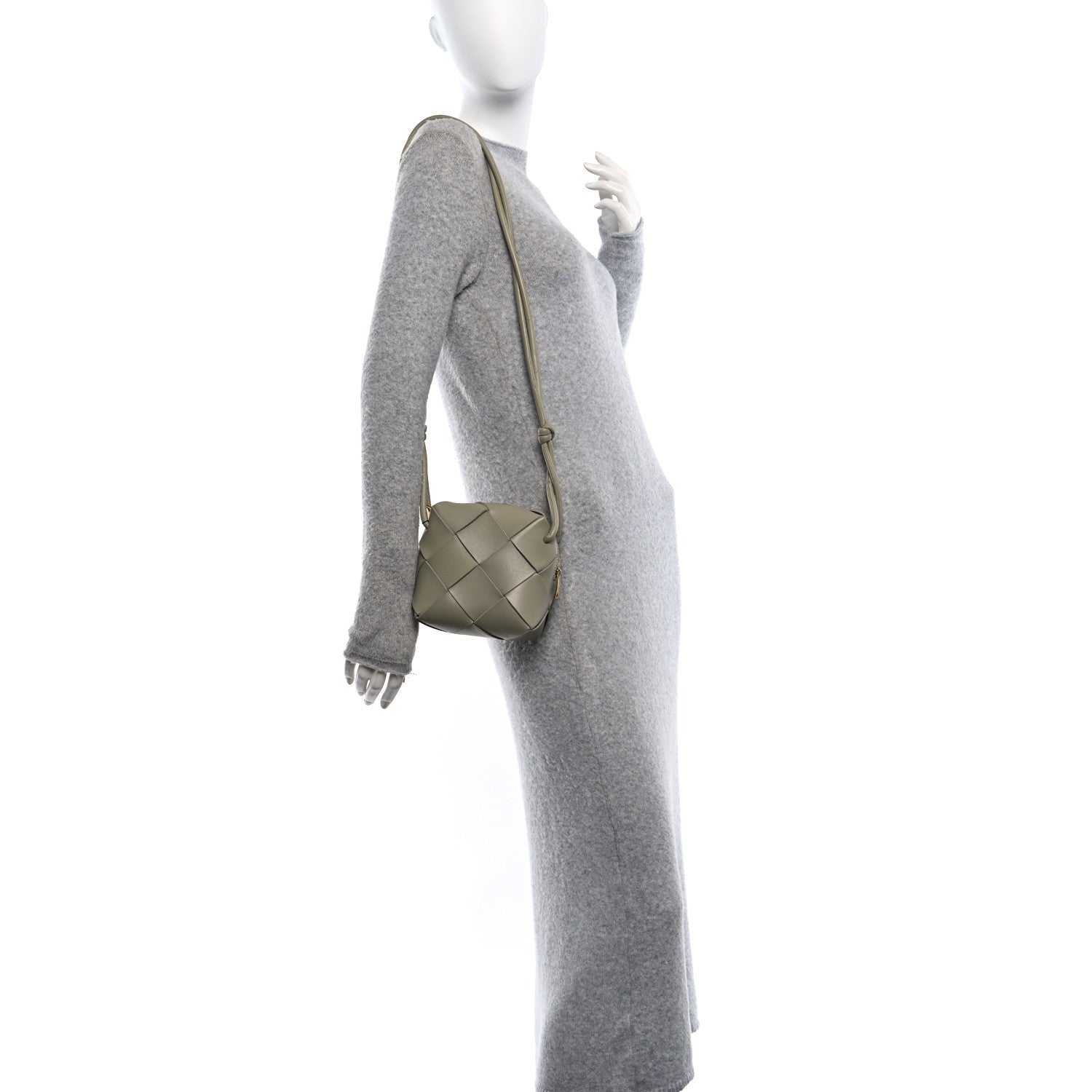 Lambskin Maxi Intrecciato Mini Cassette Camera Bag Travertine
