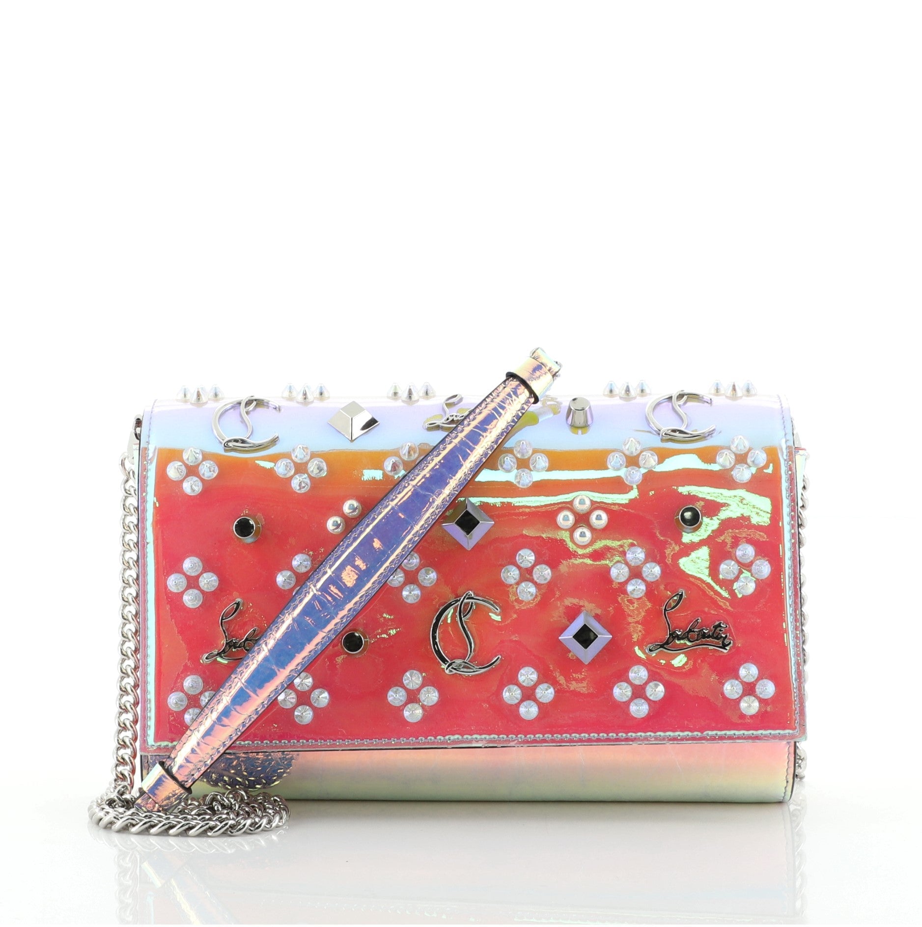 Paloma Clutch Holographic Spiked Leather