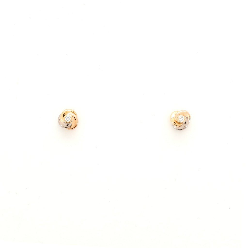 Trinity Stud Earrings 18K Tricolor Gold with Diamond Mini