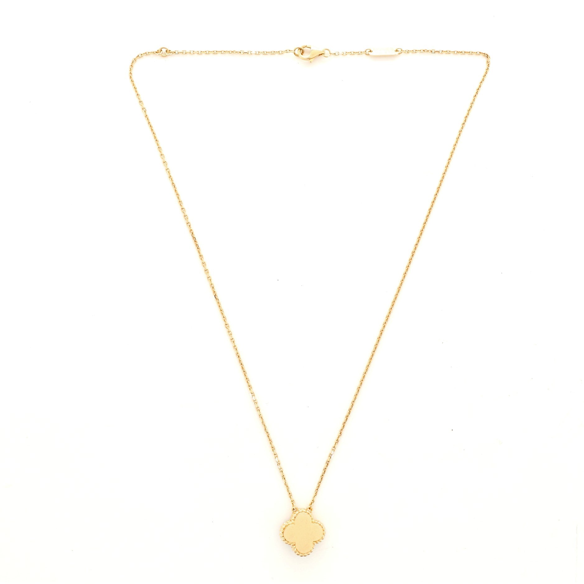 Vintage Alhambra Pendant Necklace 18K Yellow Gold, Onyx and Diamond