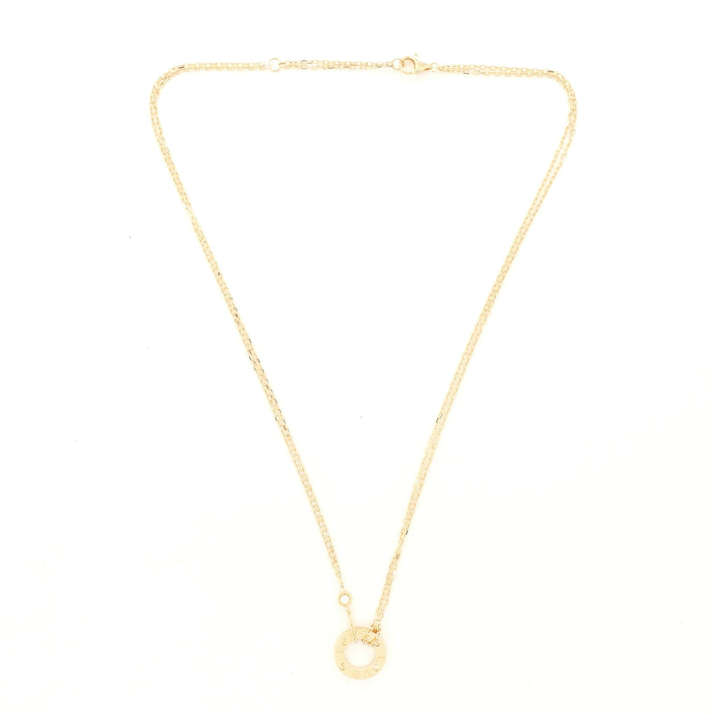 2 Diamonds Love Pendant Necklace 18K Yellow Gold