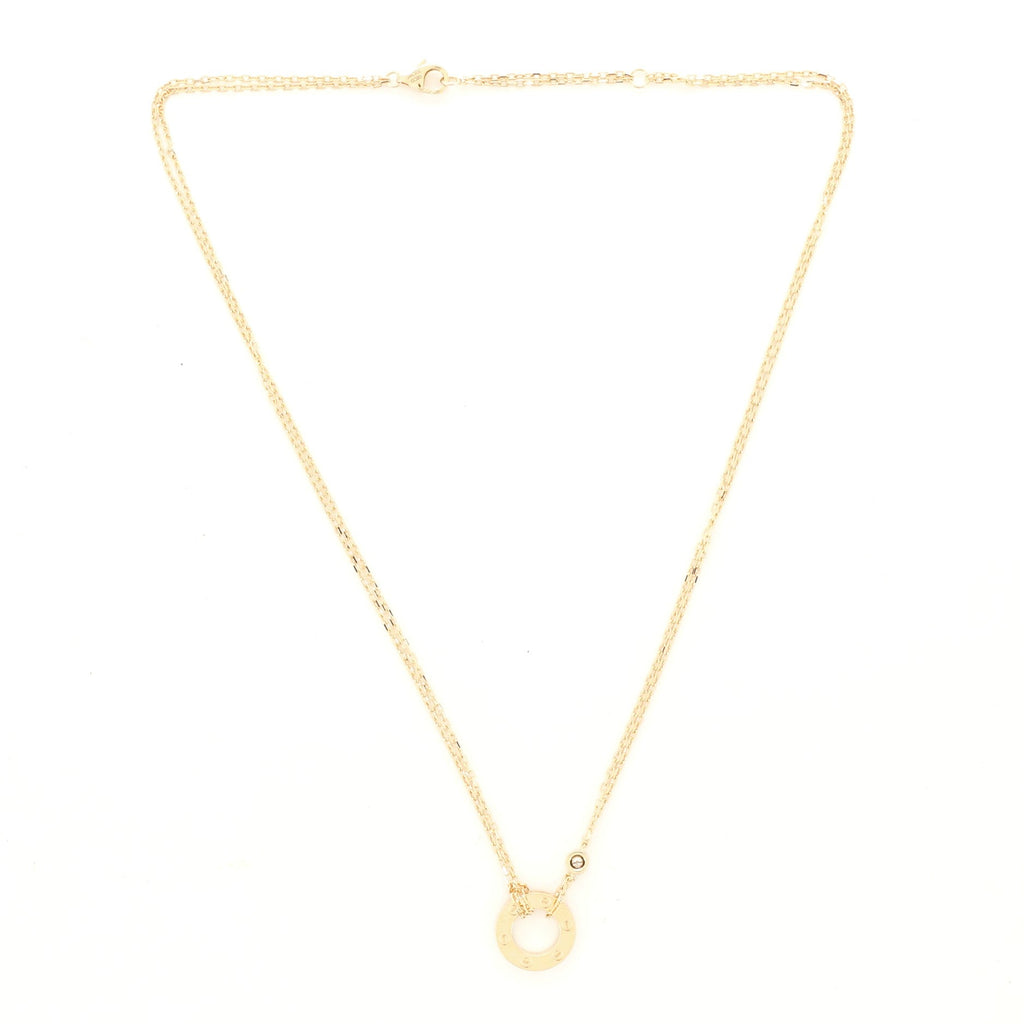2 Diamonds Love Pendant Necklace 18K Yellow Gold