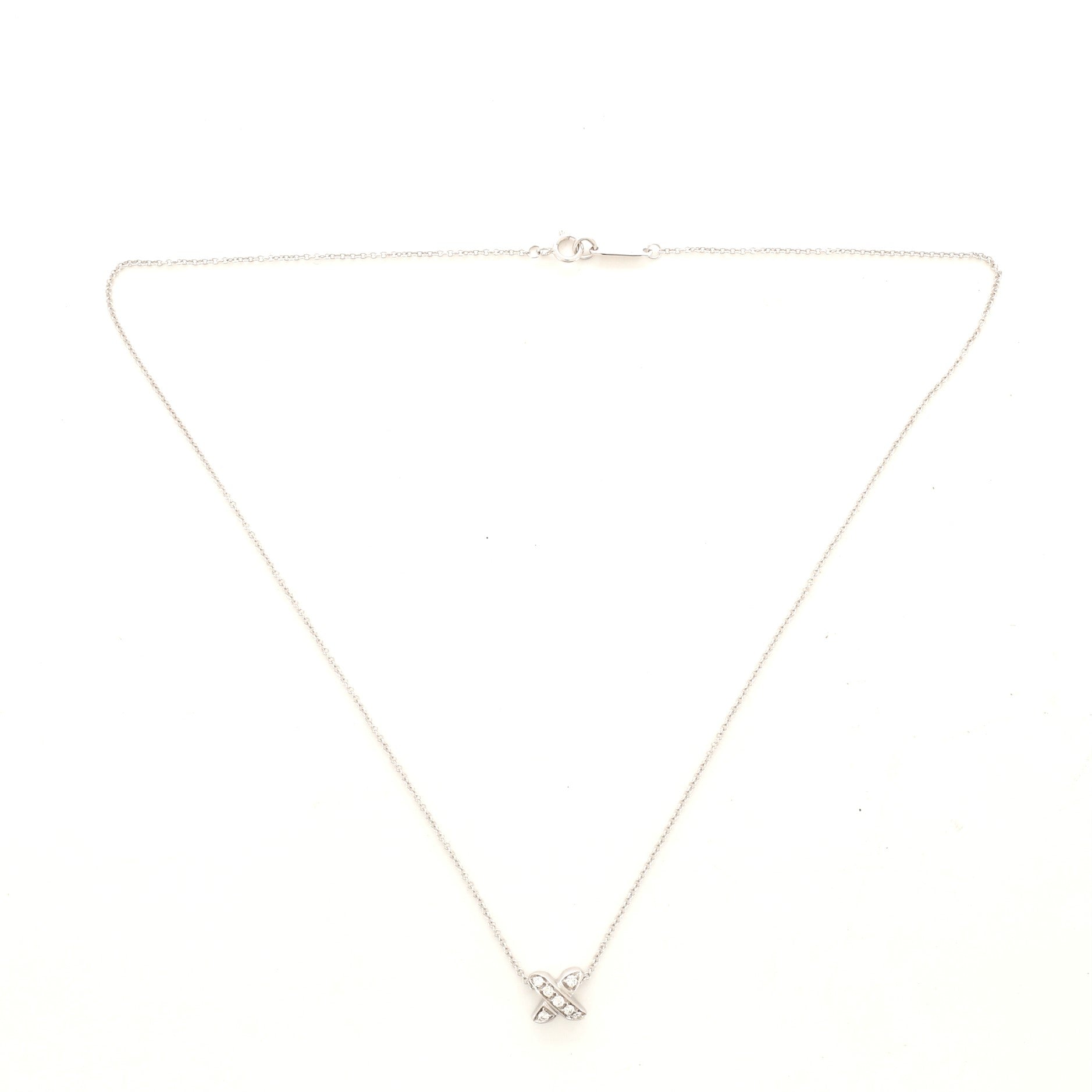 Signature X Pendant Necklace 18K White Gold with Diamonds