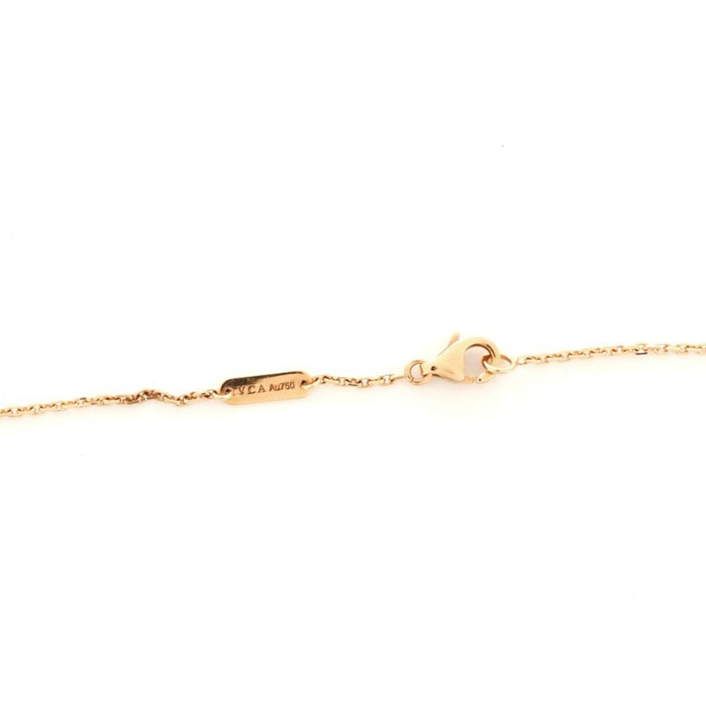 Vintage Alhambra Pendant Necklace Rose Gold and Sevres Porcelain with Diamond