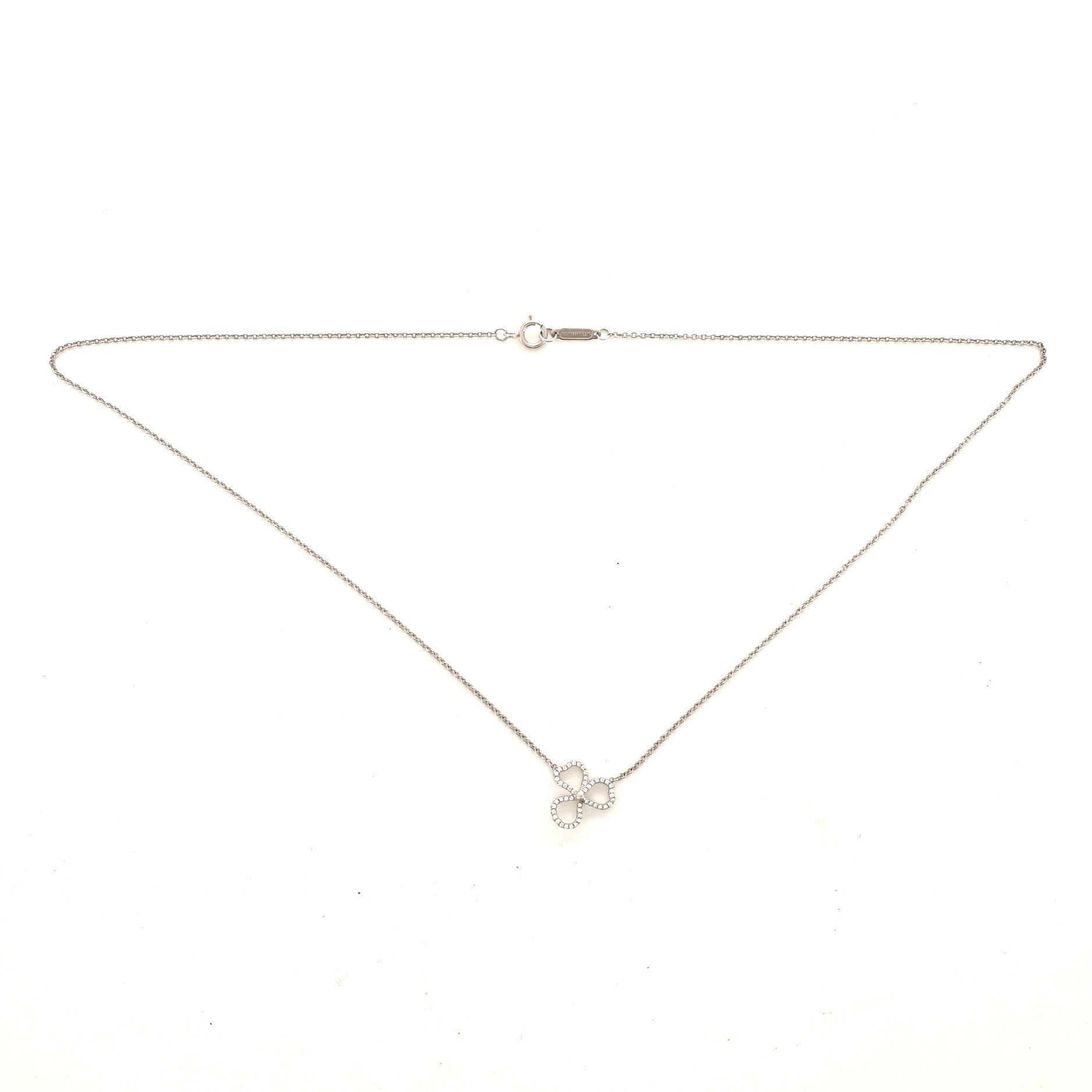 Open Paper Flower Pendant Necklace Platinum and Diamonds Large