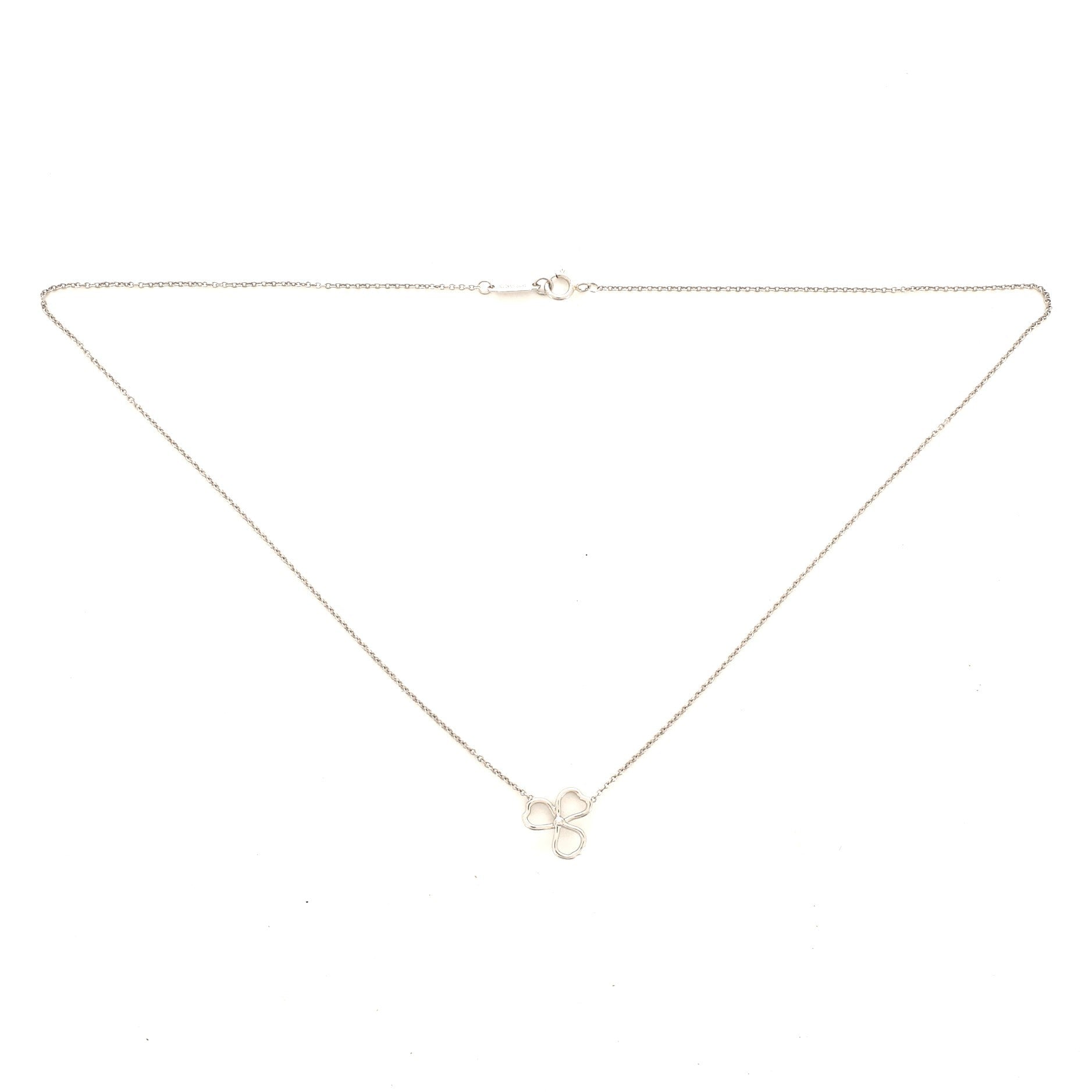 Open Paper Flower Pendant Necklace Platinum and Diamonds Large
