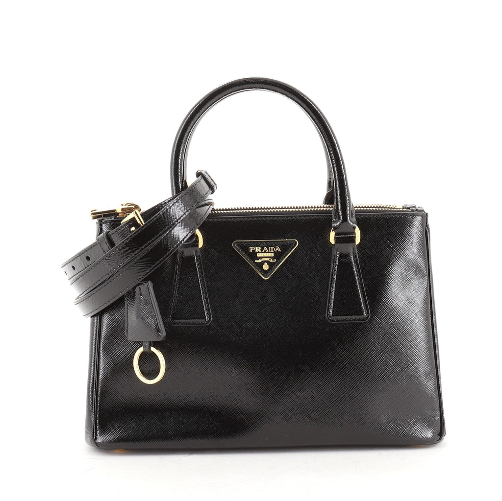 Double Zip Lux Tote Vernice Saffiano Leather Mini