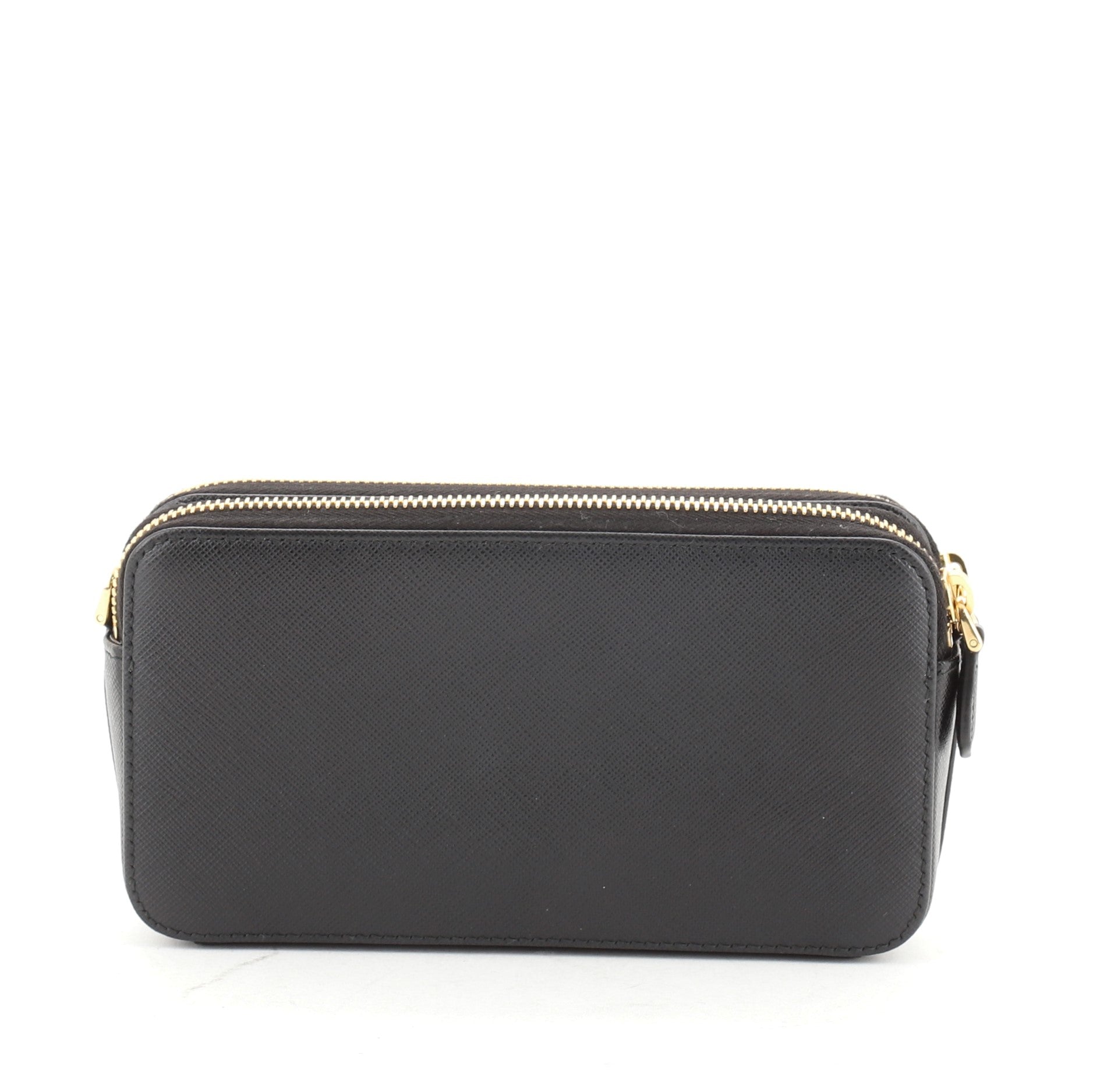 Double Zip Wallet on Chain Crossbody Saffiano Leather Mini