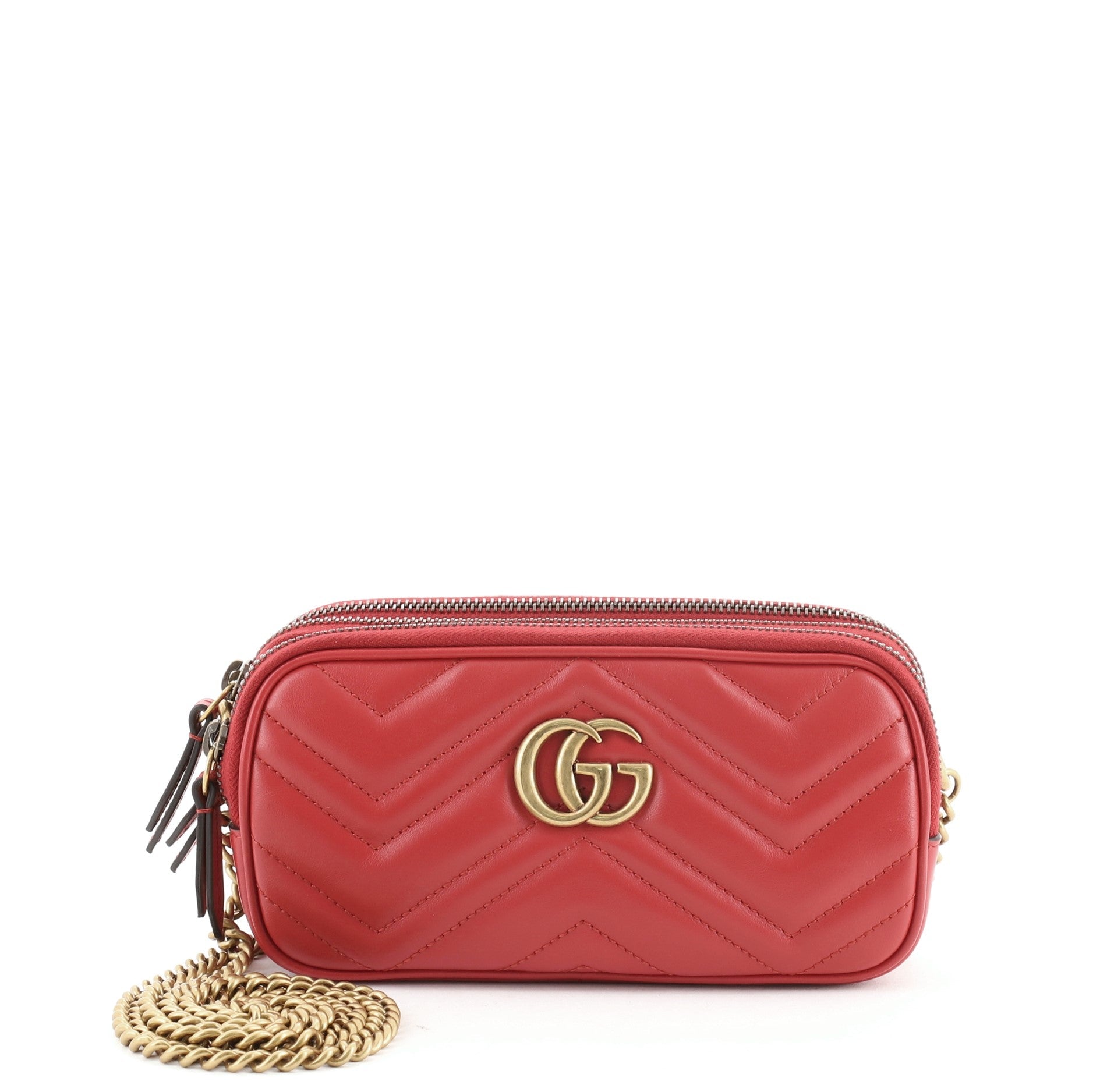 GG Marmont Triple Zip Chain Bag Matelasse Leather Mini