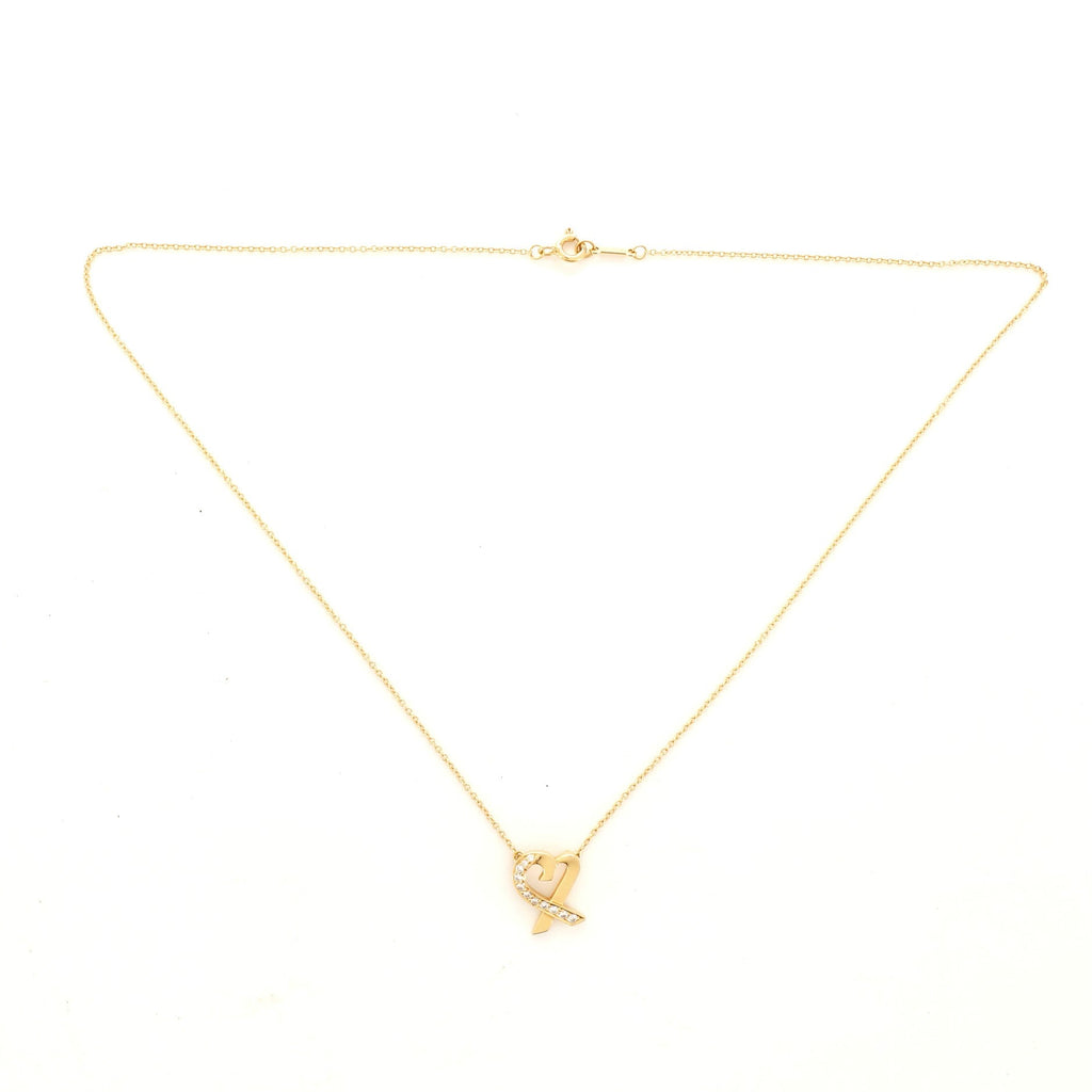 Paloma Picasso Loving Heart Pendant Necklace 18K Yellow Gold with Diamonds