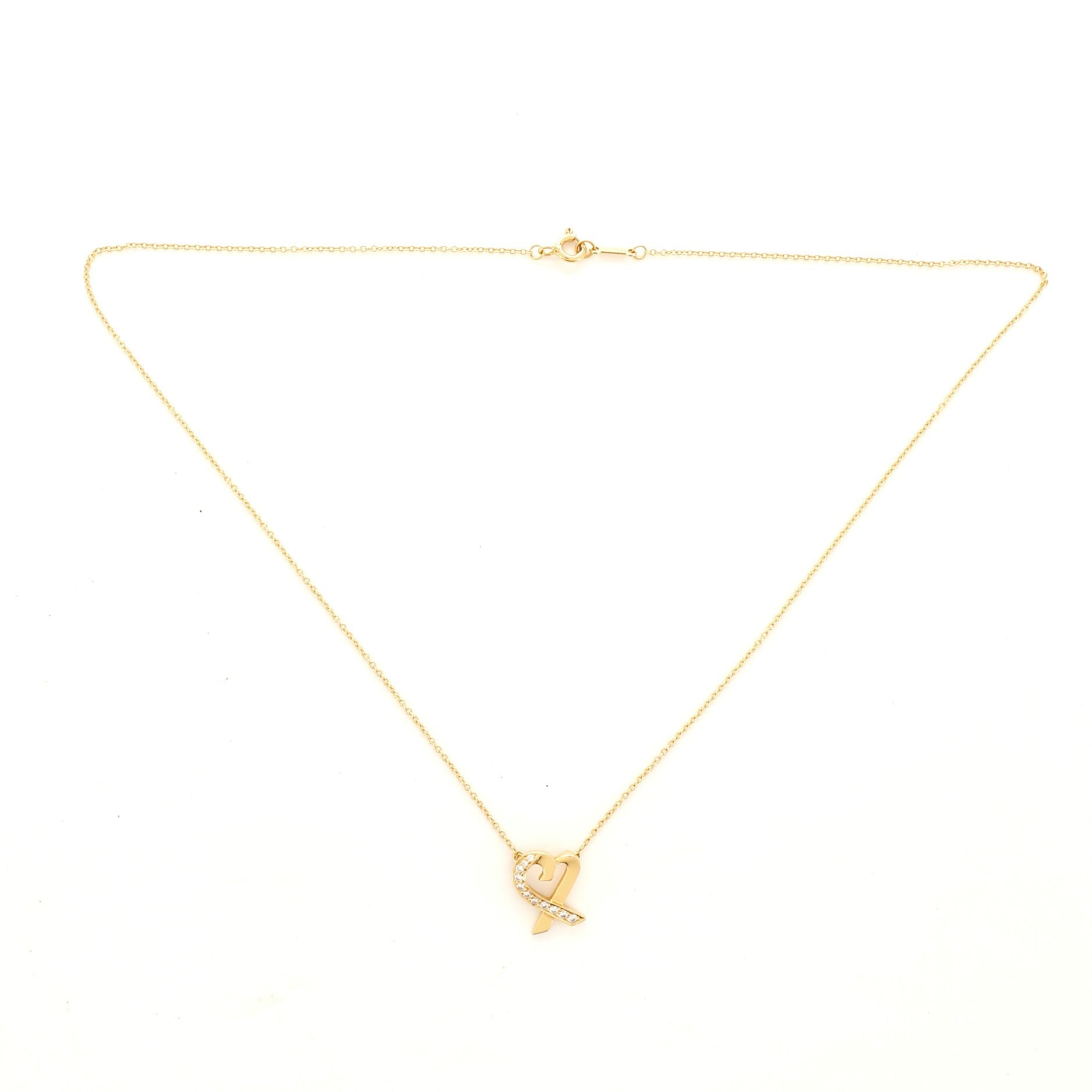 Paloma Picasso Loving Heart Pendant Necklace 18K Yellow Gold with Diamonds