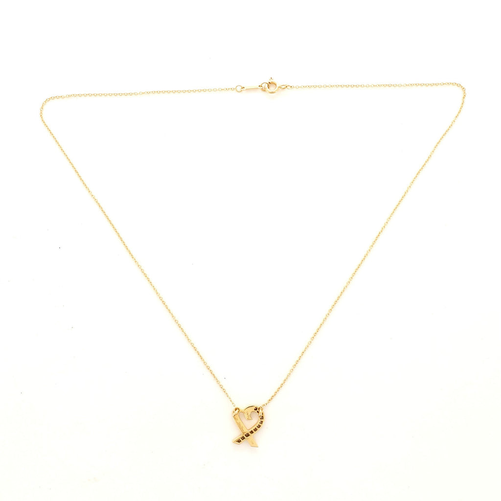 Paloma Picasso Loving Heart Pendant Necklace 18K Yellow Gold with Diamonds