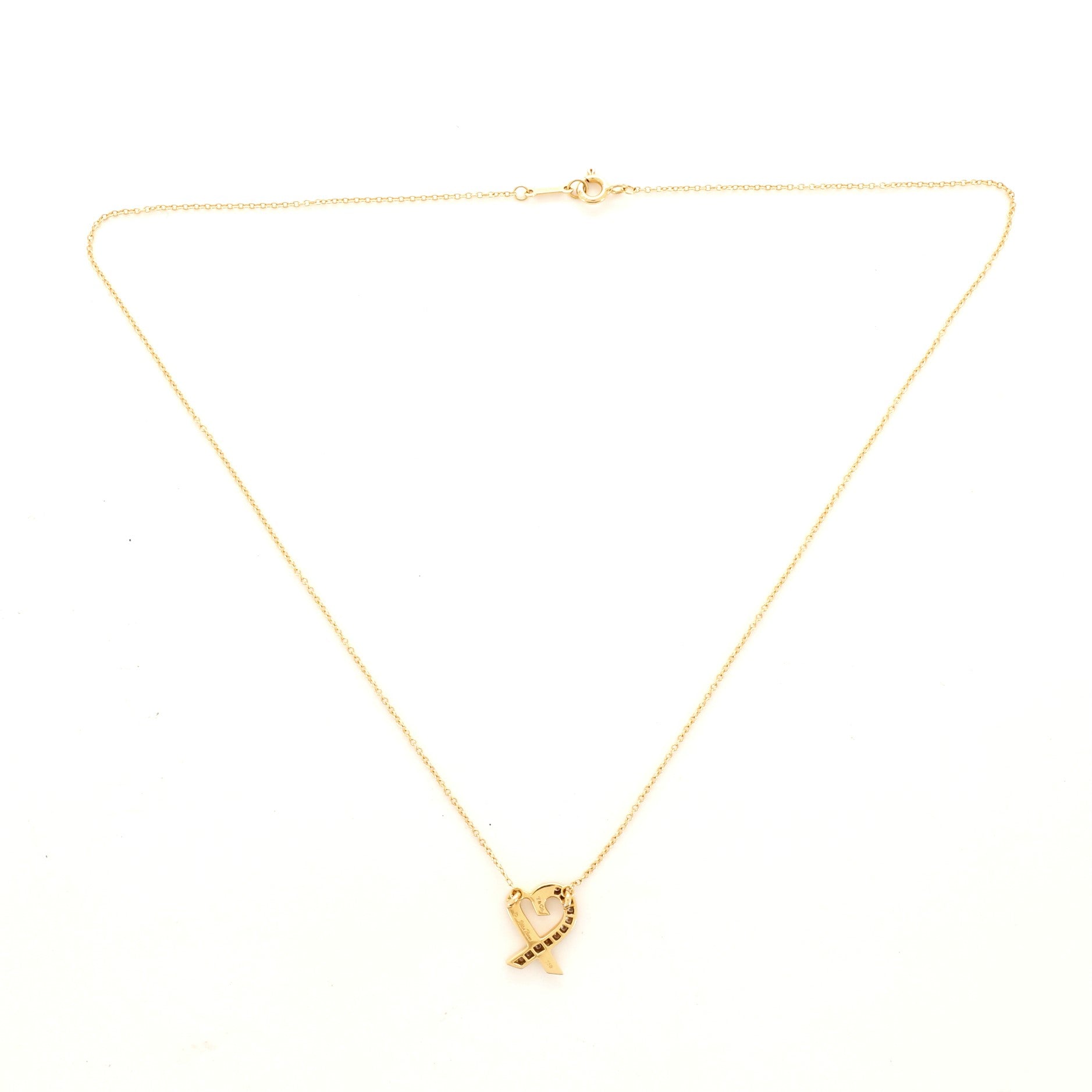 Paloma Picasso Loving Heart Pendant Necklace 18K Yellow Gold with Diamonds