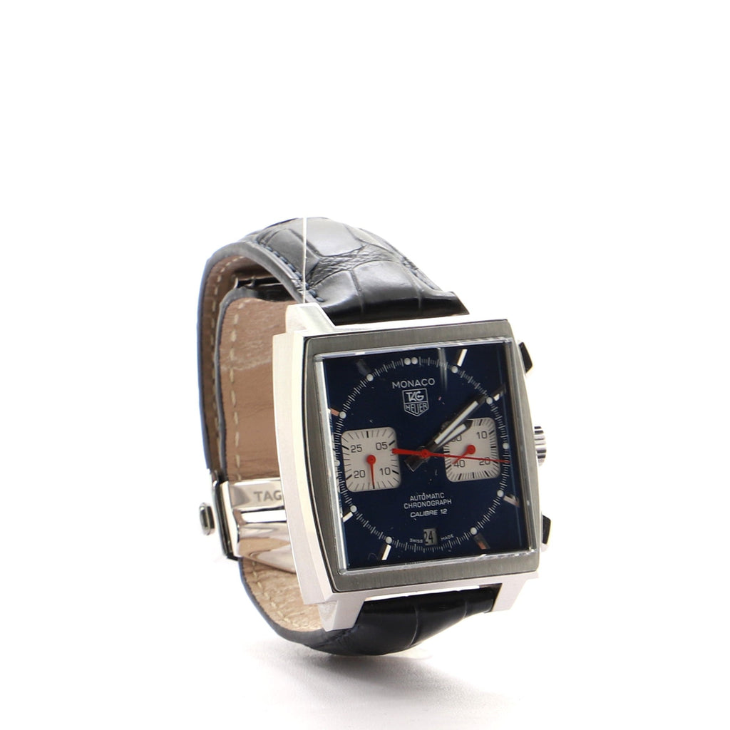 Monaco Calibre 12 Chronograph Automatic Watch Stainless Steel and Alligator 39