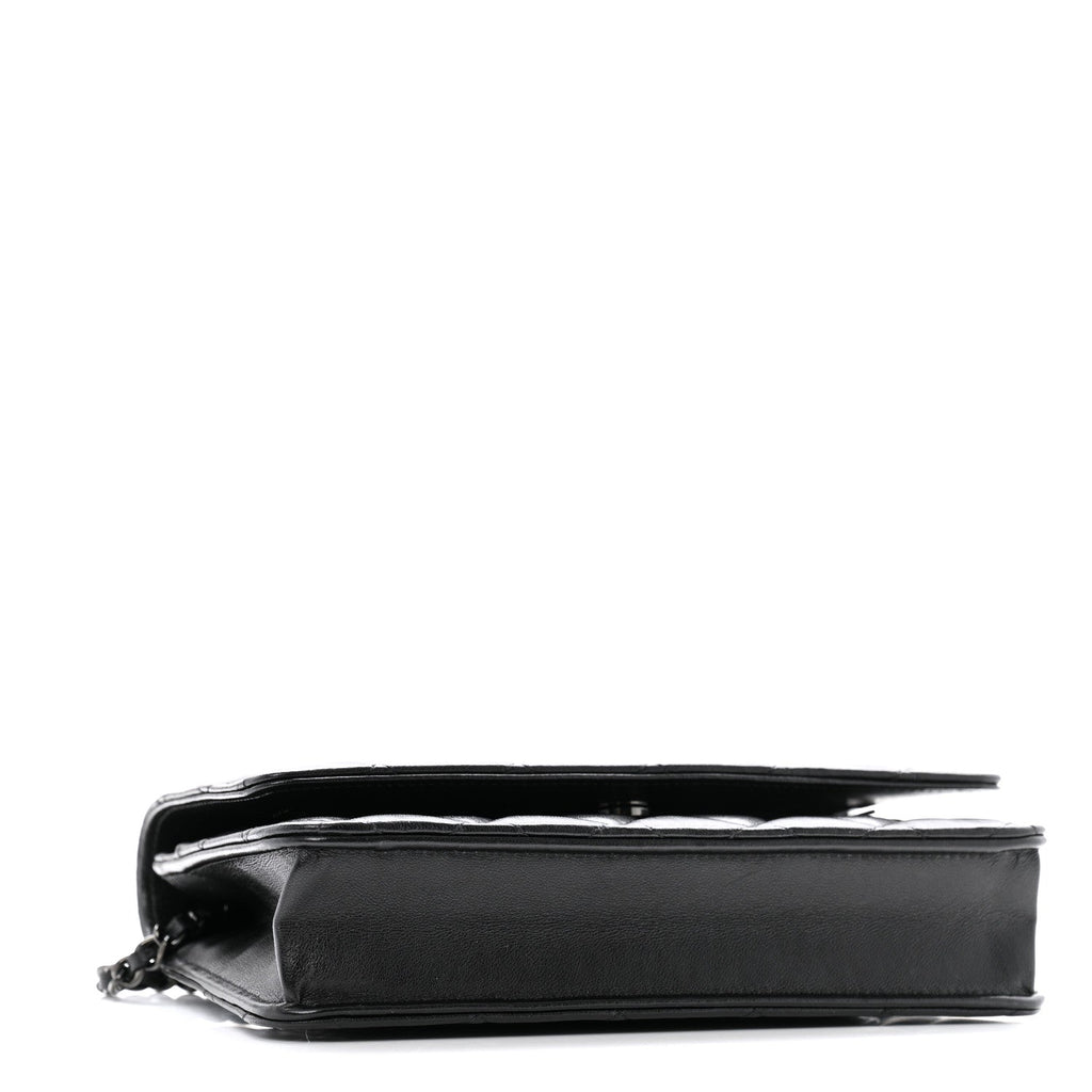 Lambskin Quilted Wallet On Chain WOC So Black