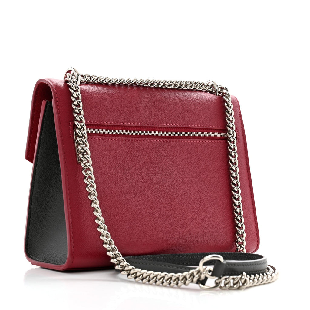 Soft Calfskin Mylockme Chain Bag BB Lie De Vin Etain Creme