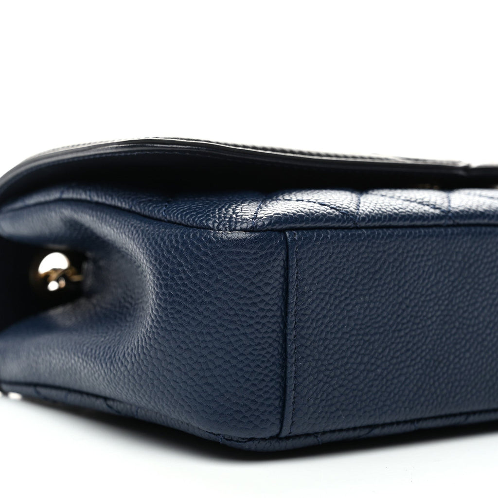 Caviar Quilted Small CC Filigree Flap Navy Black