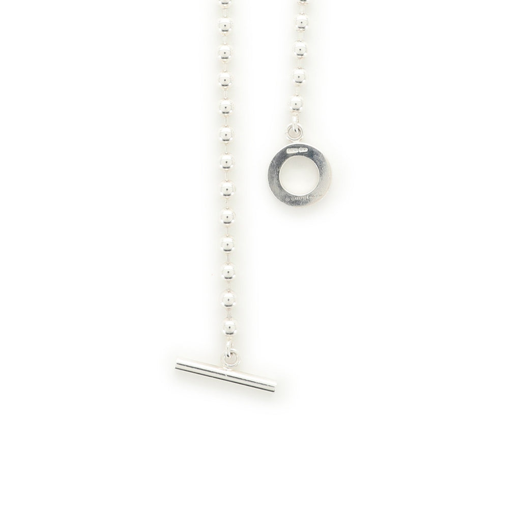 Beaded Toggle Choker Necklace Sterling Silver