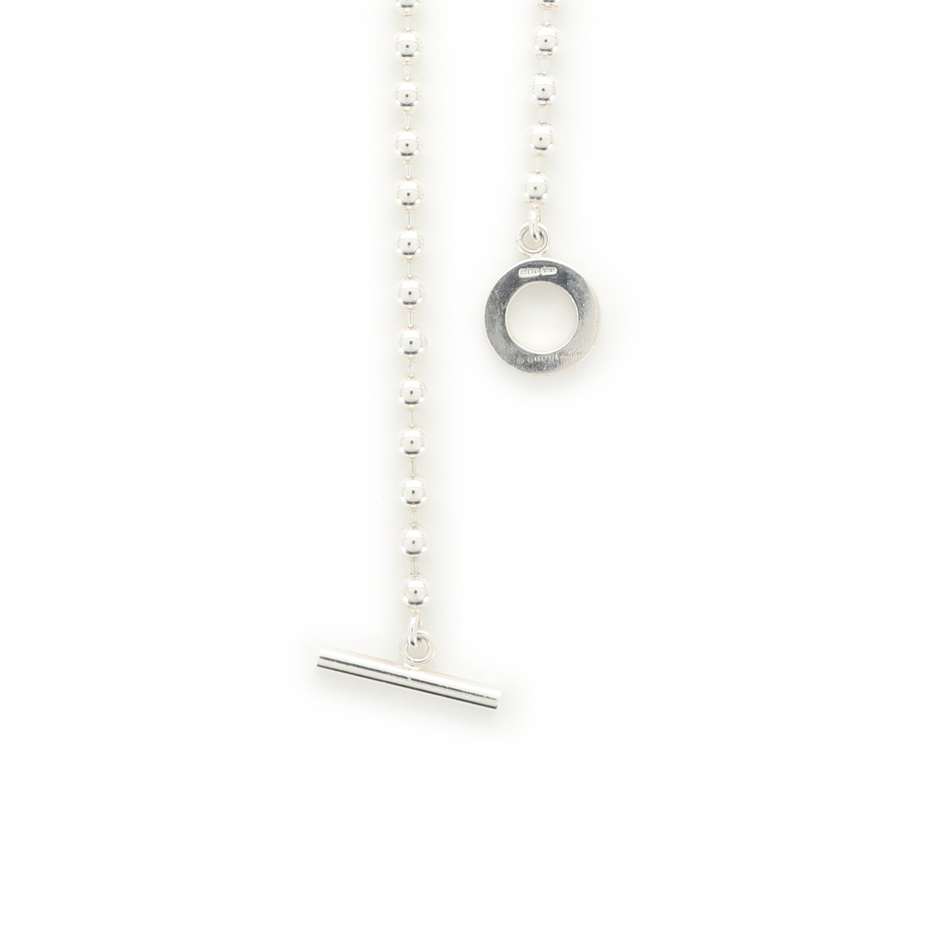 Beaded Toggle Choker Necklace Sterling Silver