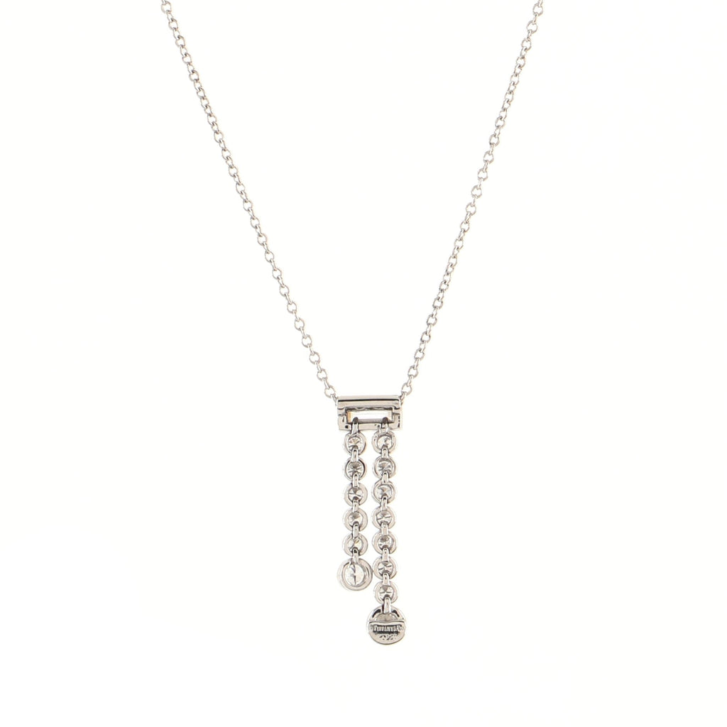 Jazz Graduated Double Drop Pendant Necklace Platinum and Diamonds
