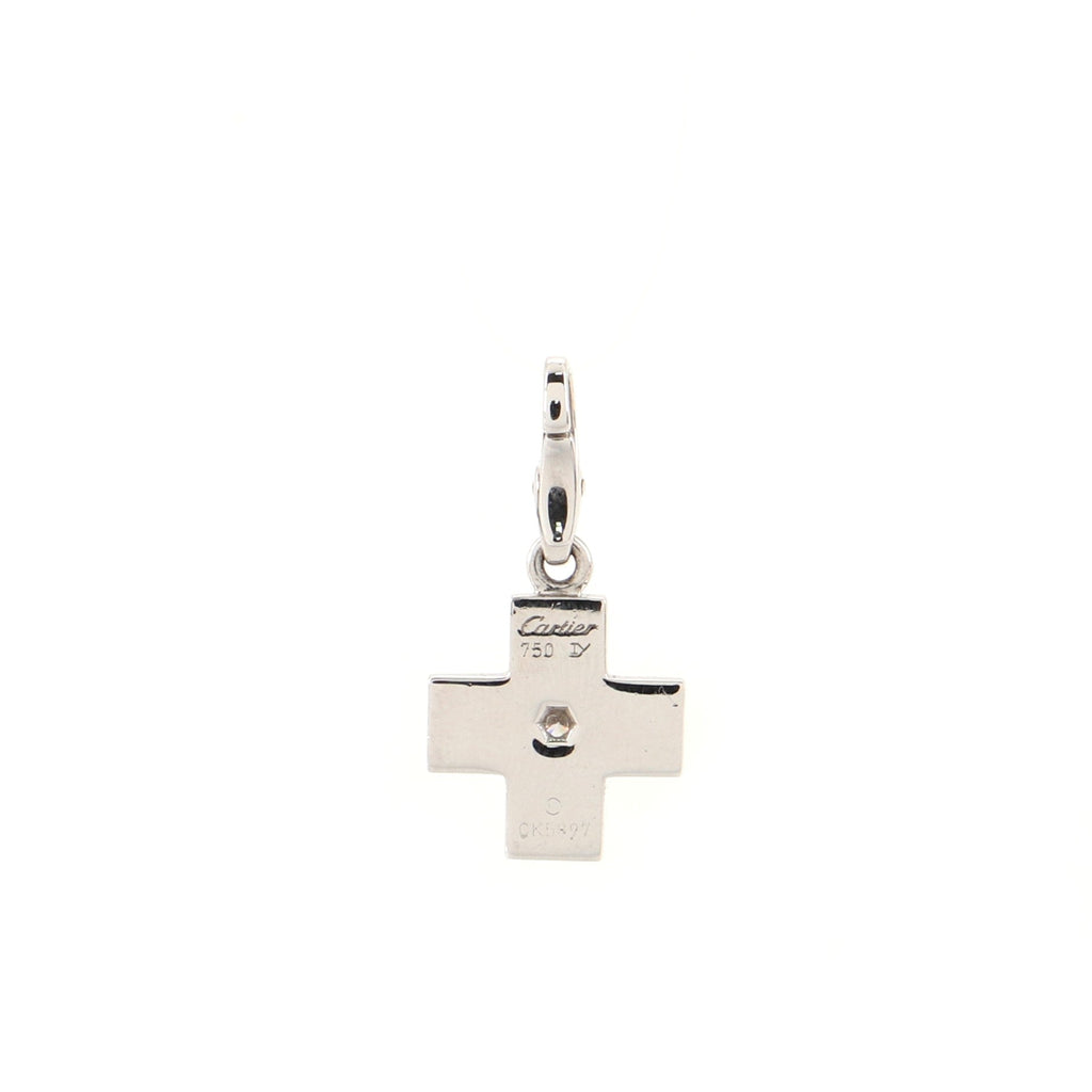 Cross Charm Pendant Necklace 18K White Gold and Diamond