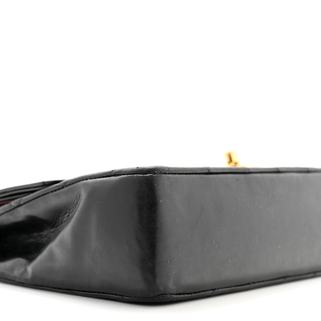 Lambskin Quilted Medium Double Flap Black