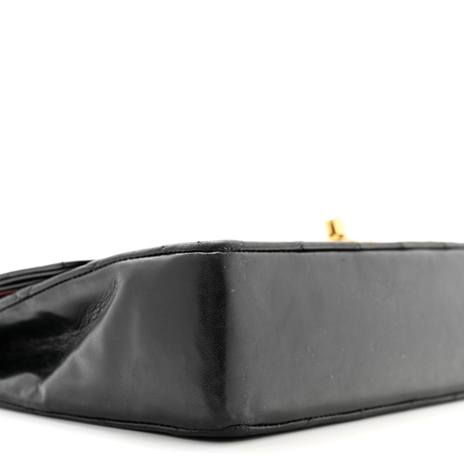 Lambskin Quilted Medium Double Flap Black