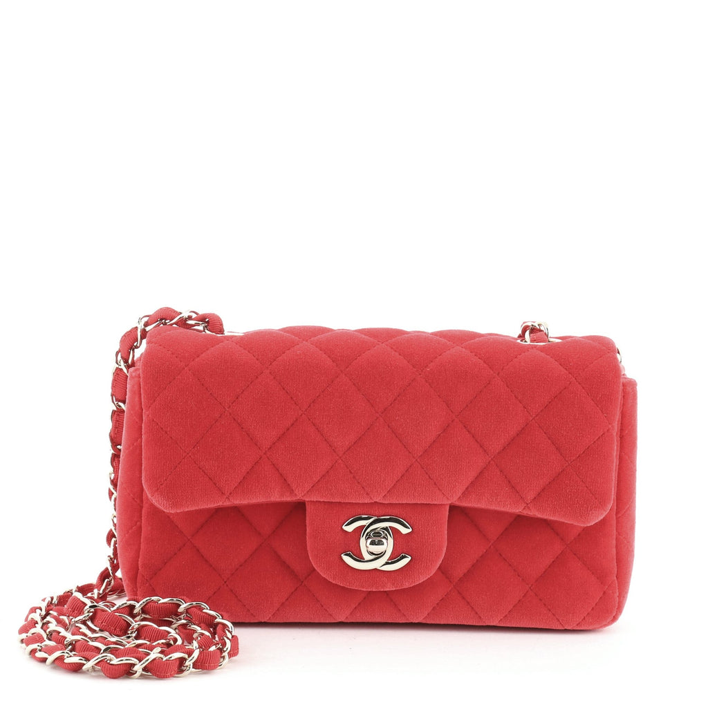Classic Single Flap Bag Quilted Velvet Mini