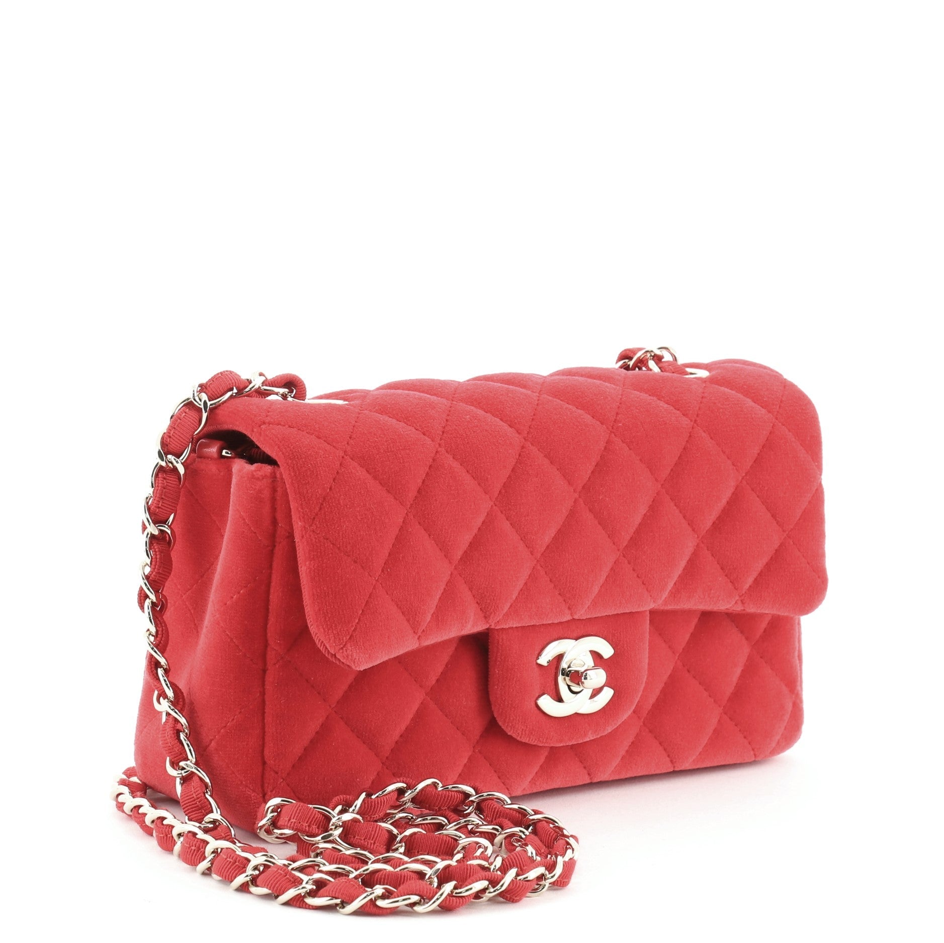 Classic Single Flap Bag Quilted Velvet Mini