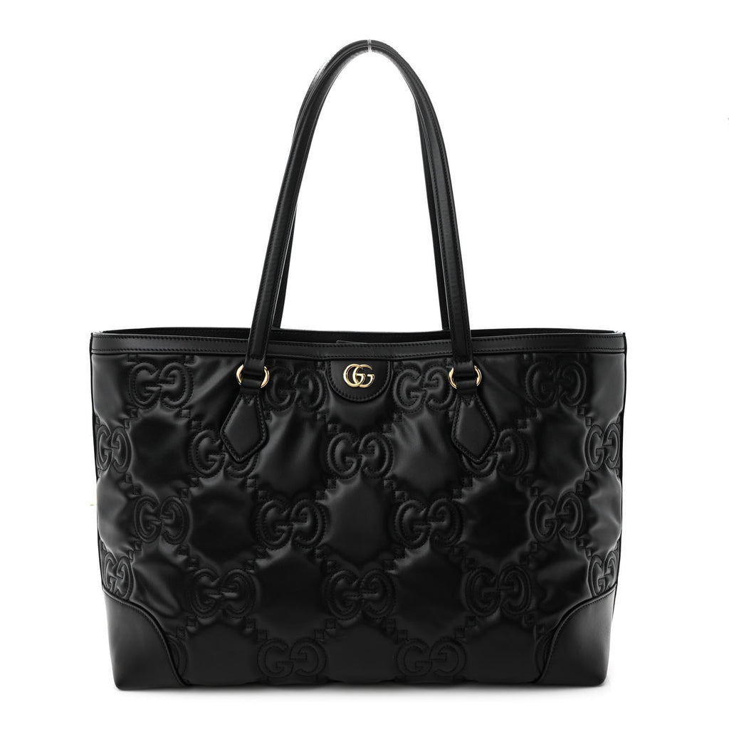 Calfskin GG Matelasse Medium Ophidia Shopping Tote Black