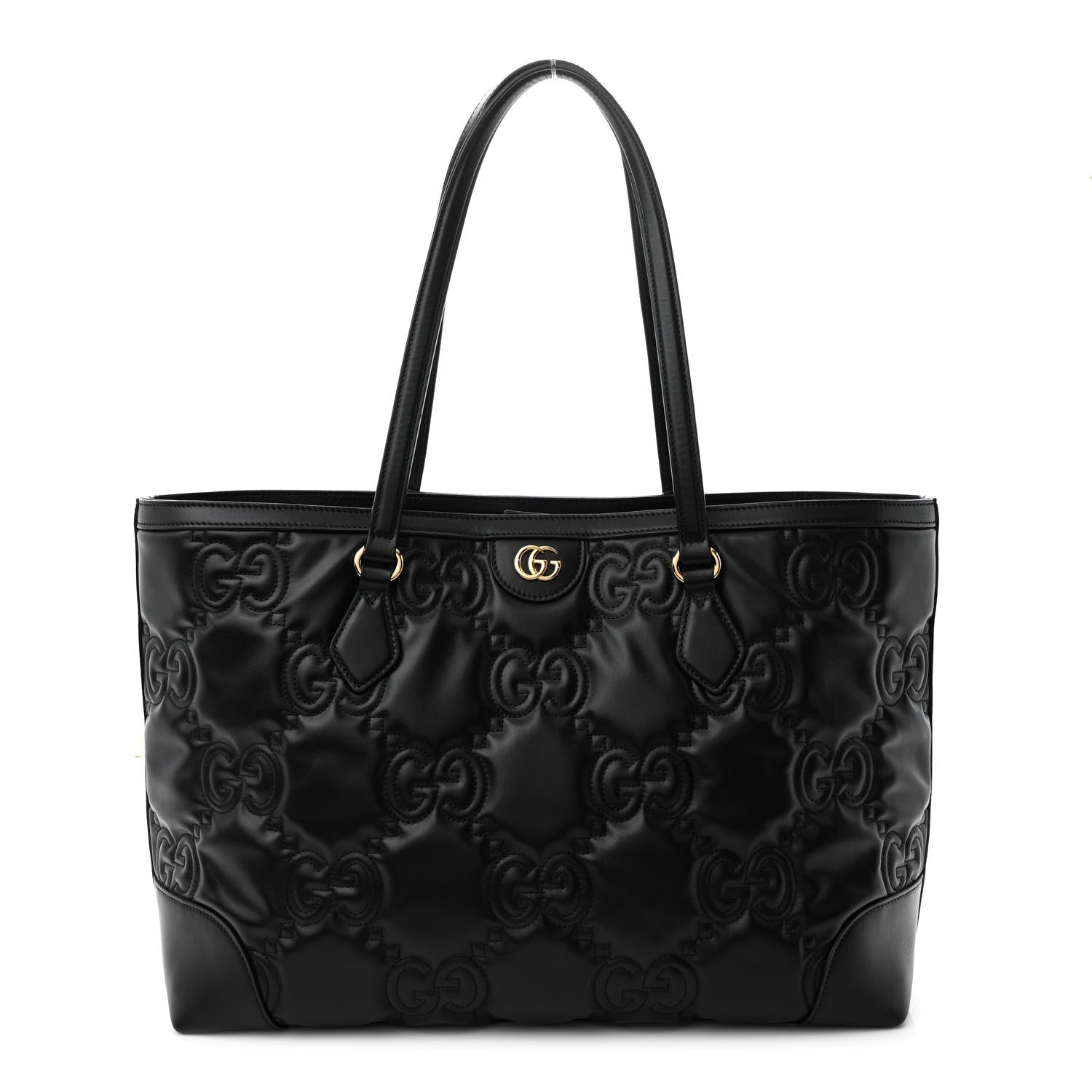 Calfskin GG Matelasse Medium Ophidia Shopping Tote Black