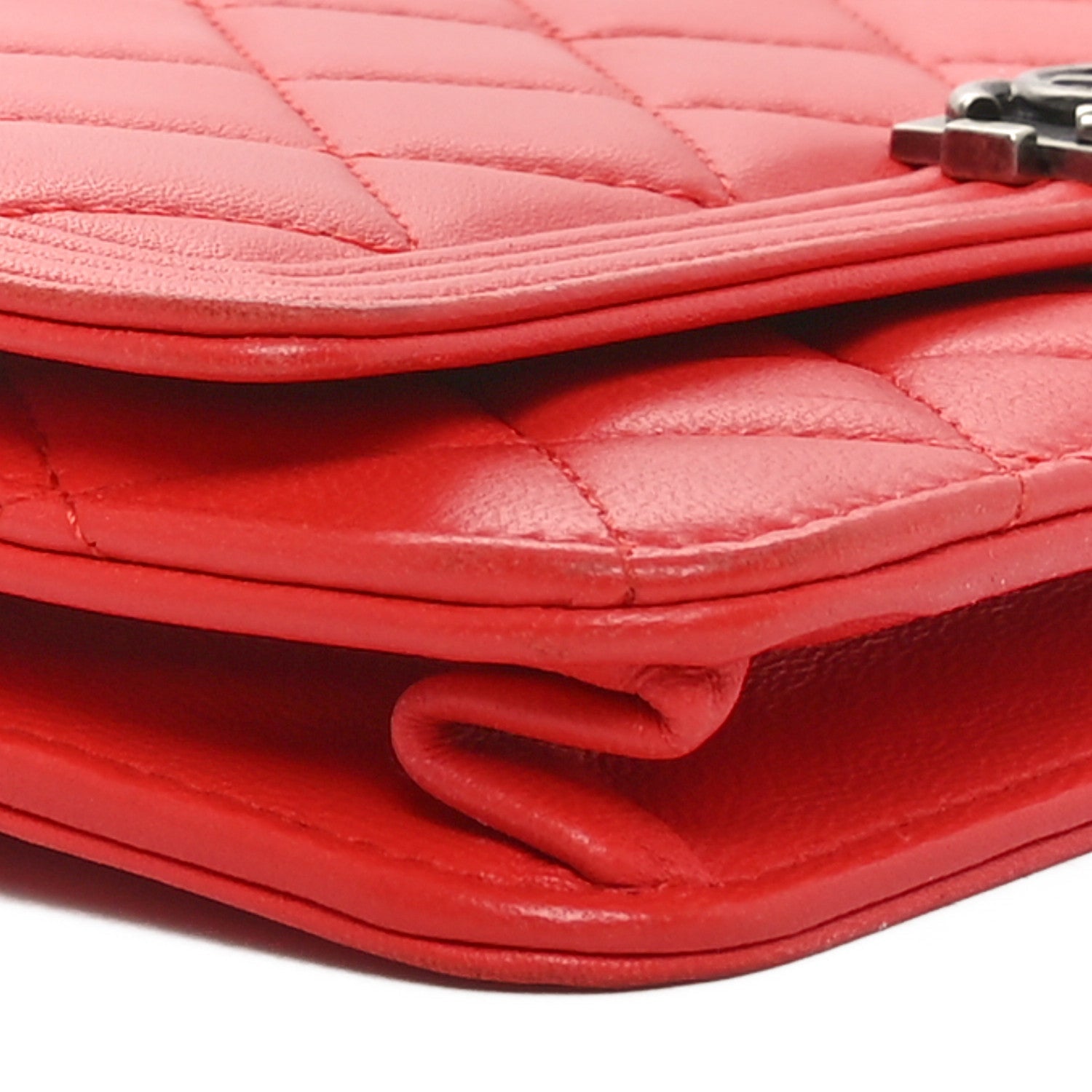 Lambskin Quilted Boy Wallet On Chain WOC Red