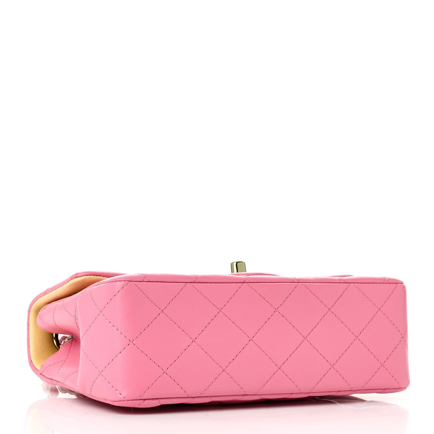 Lambskin Quilted Mini Rectangular Flap Pink Yellow