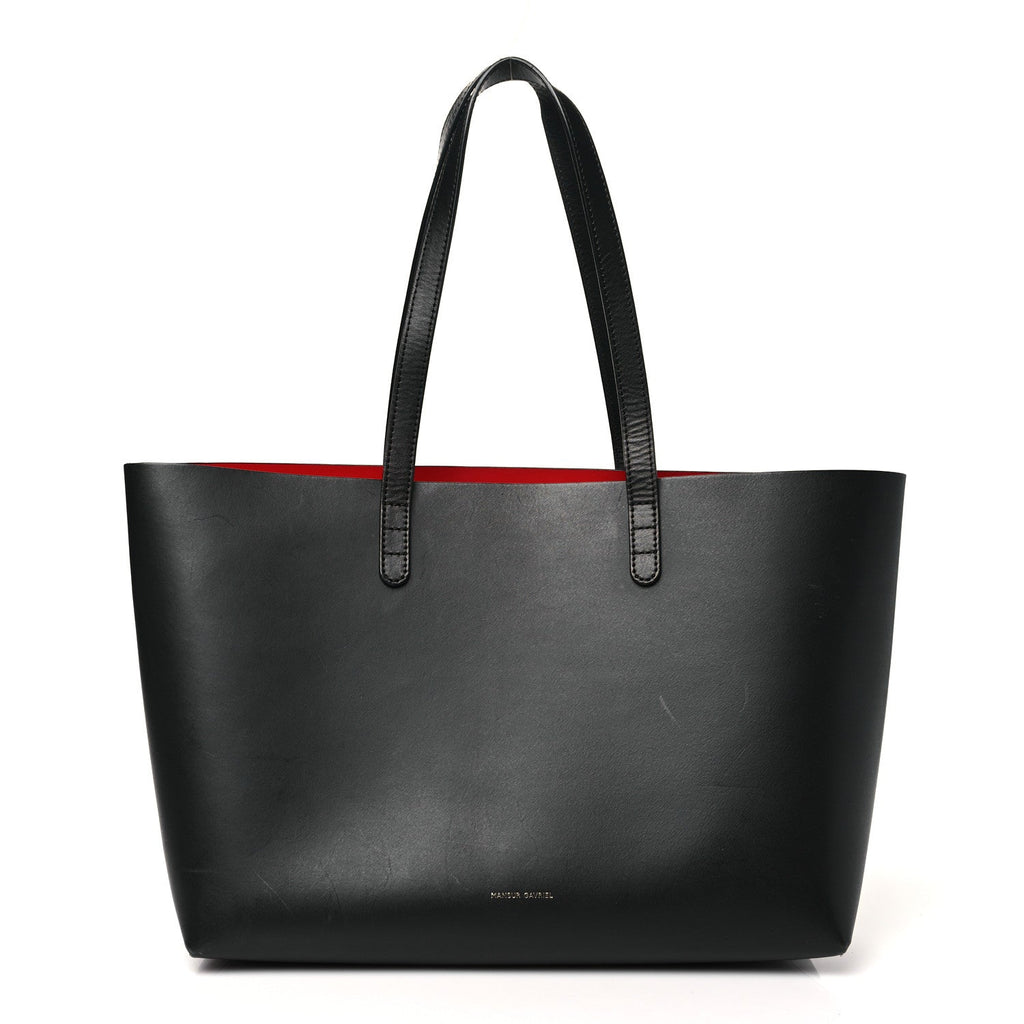Calfskin Small Shopping Tote Black Flamma