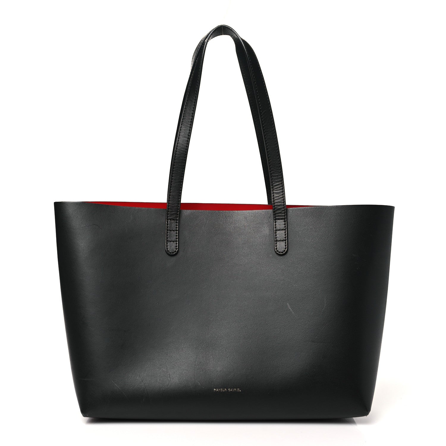 Calfskin Small Shopping Tote Black Flamma