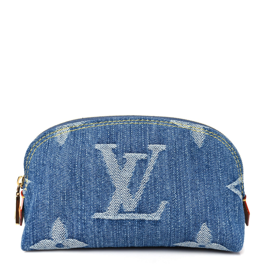 Denim Giant Monogram Pochette Cosmetique PM Denim Blue