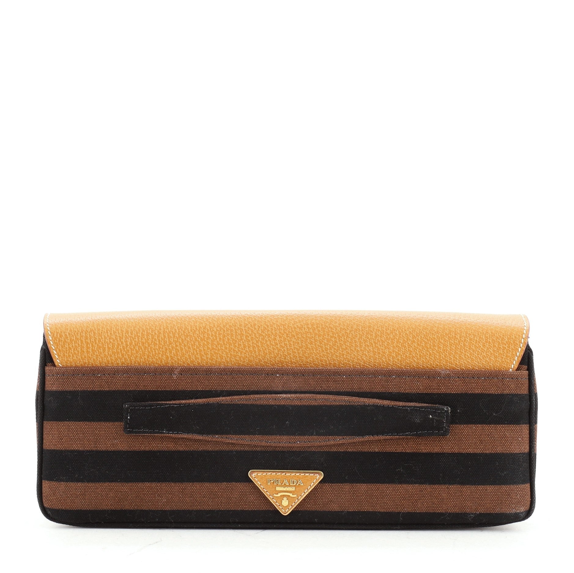 Canapa Flap Clutch Striped Canvas and Leather