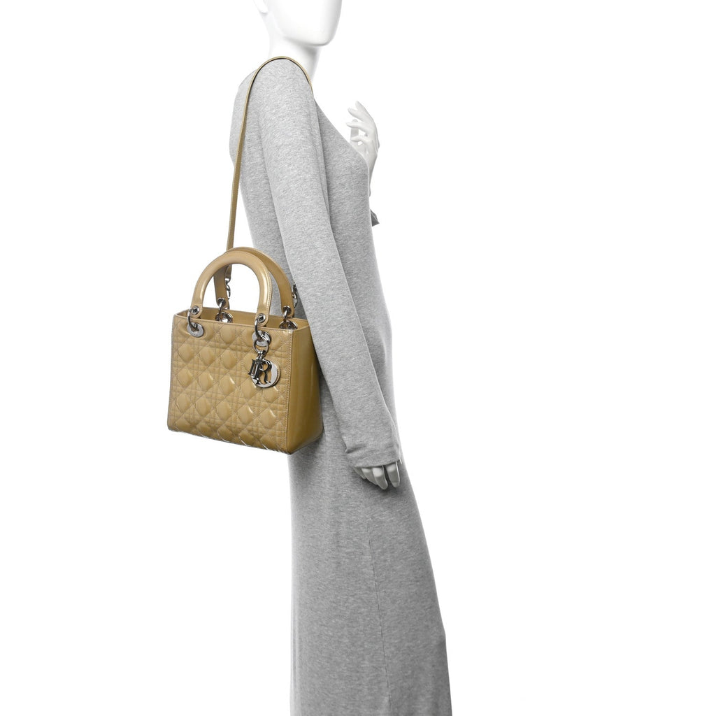 Patent Cannage Medium Lady Dior Grey
