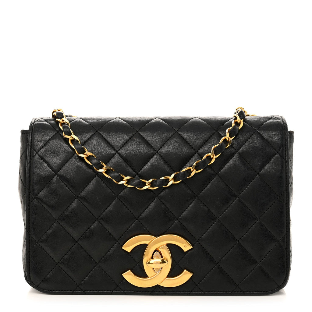 Lambskin Quilted XL CC Small Single Flap Black