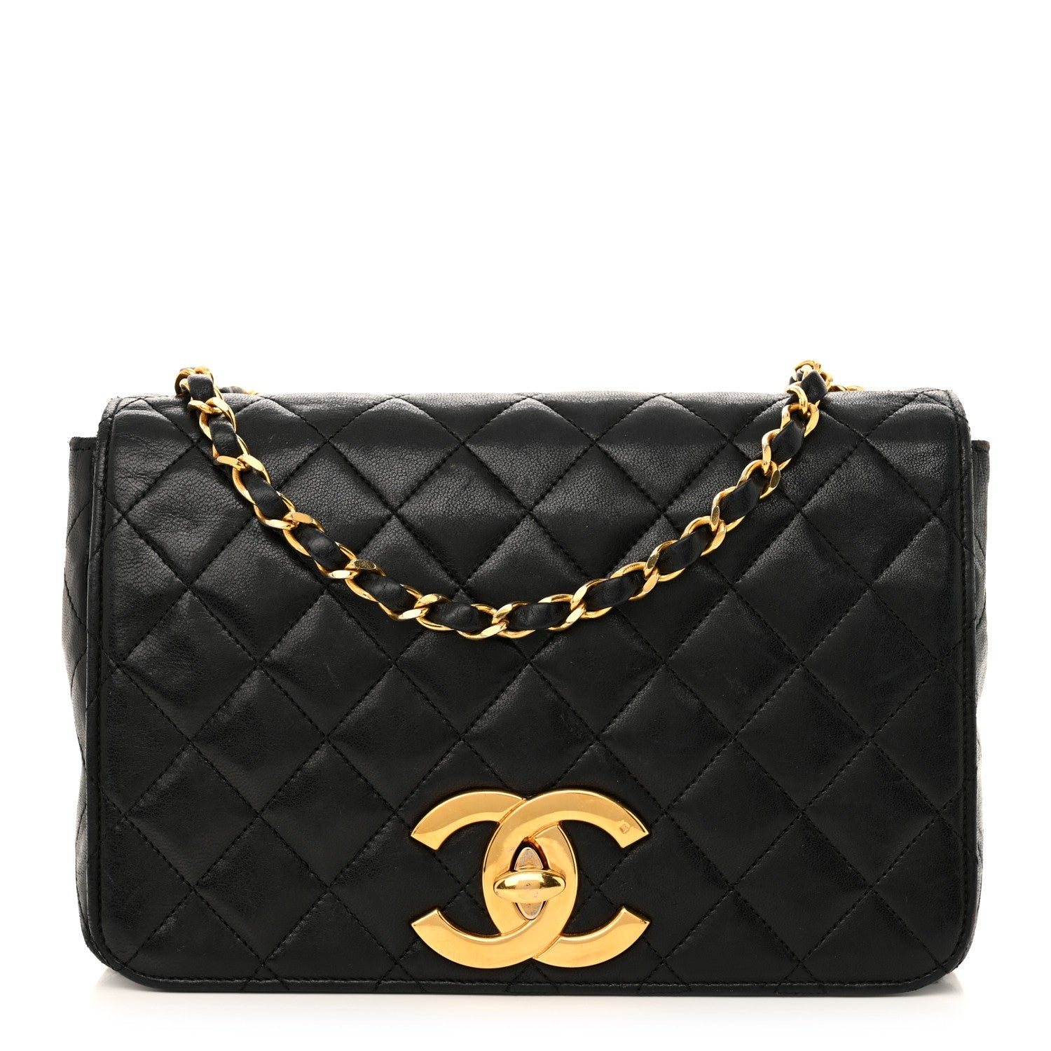 Lambskin Quilted XL CC Small Single Flap Black