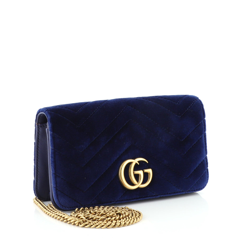 GG Marmont Chain Flap Bag Matelasse Velvet Mini