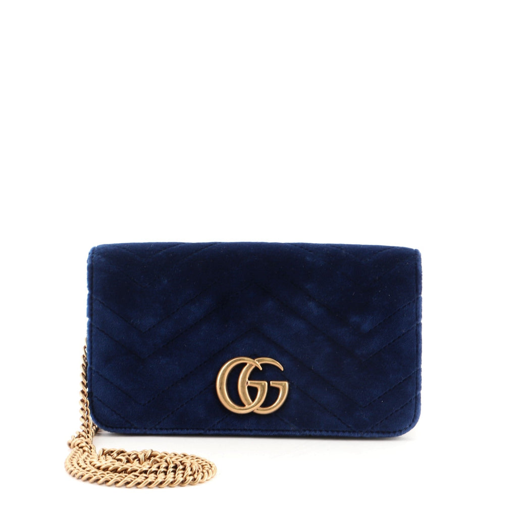 GG Marmont Chain Flap Bag Matelasse Velvet Mini