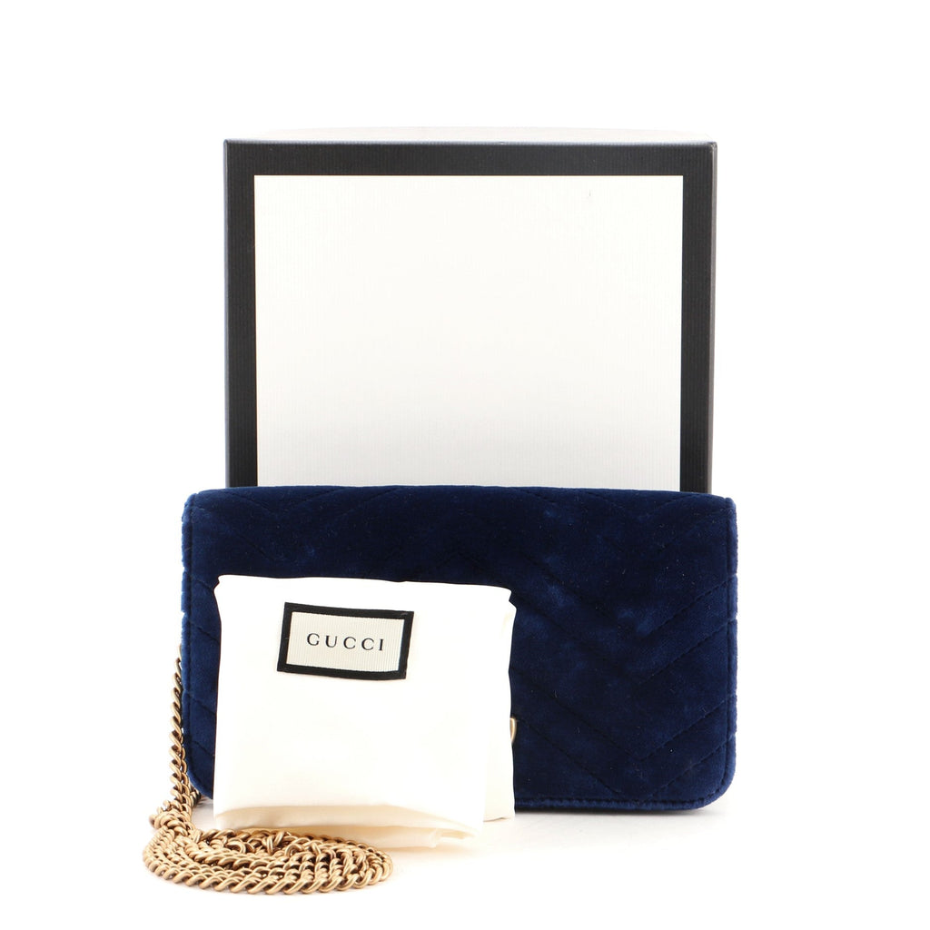 GG Marmont Chain Flap Bag Matelasse Velvet Mini