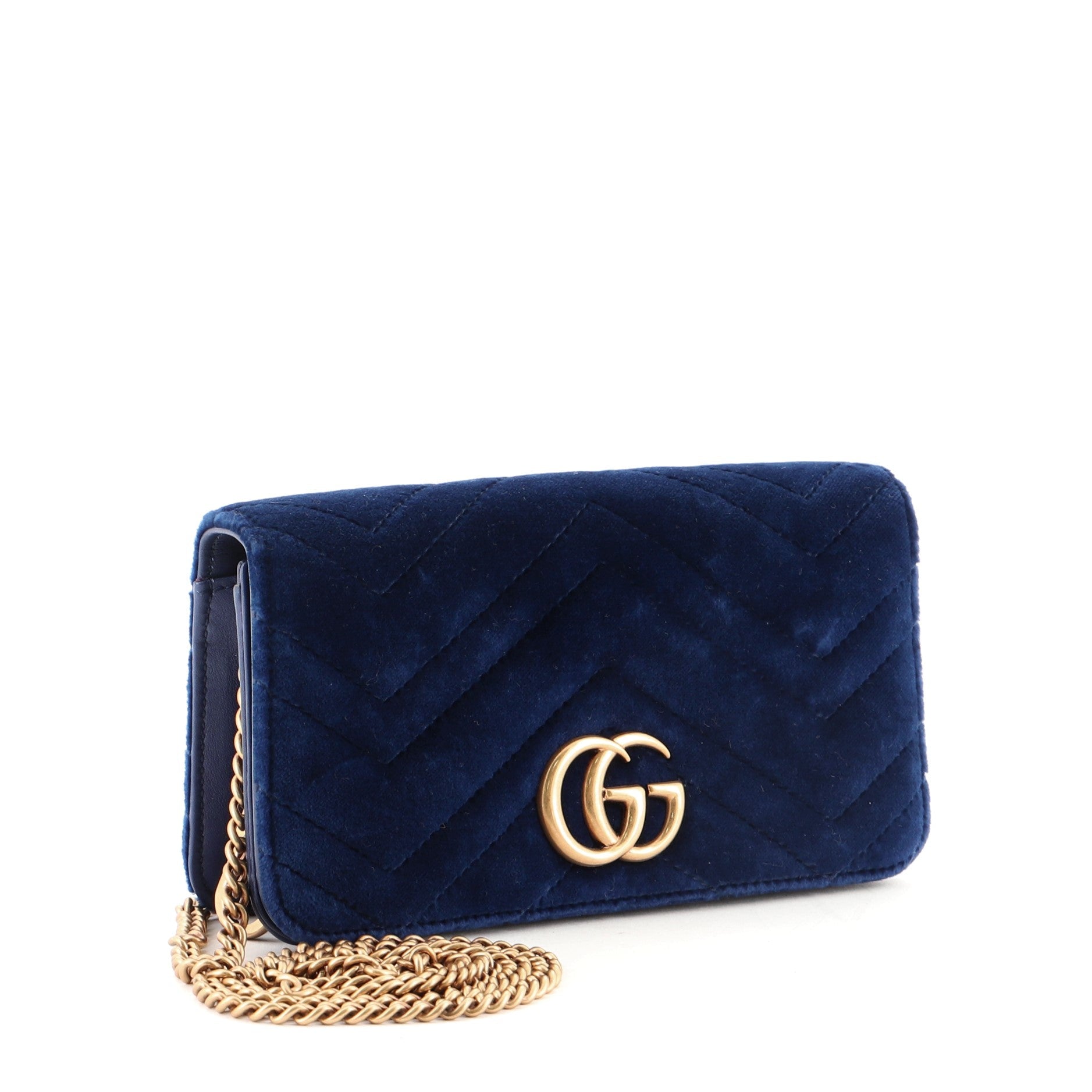 GG Marmont Chain Flap Bag Matelasse Velvet Mini