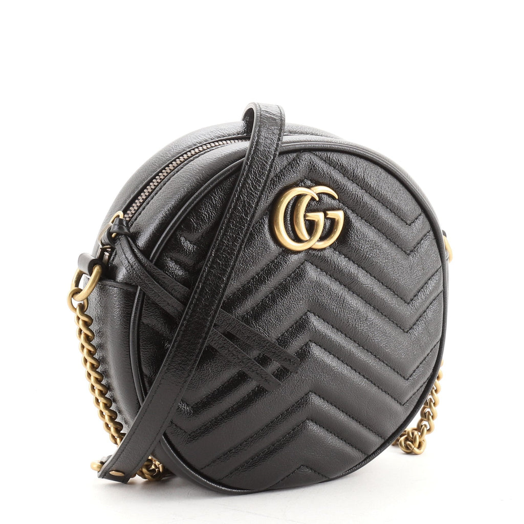 GG Marmont Round Shoulder Bag Matelasse Leather Mini